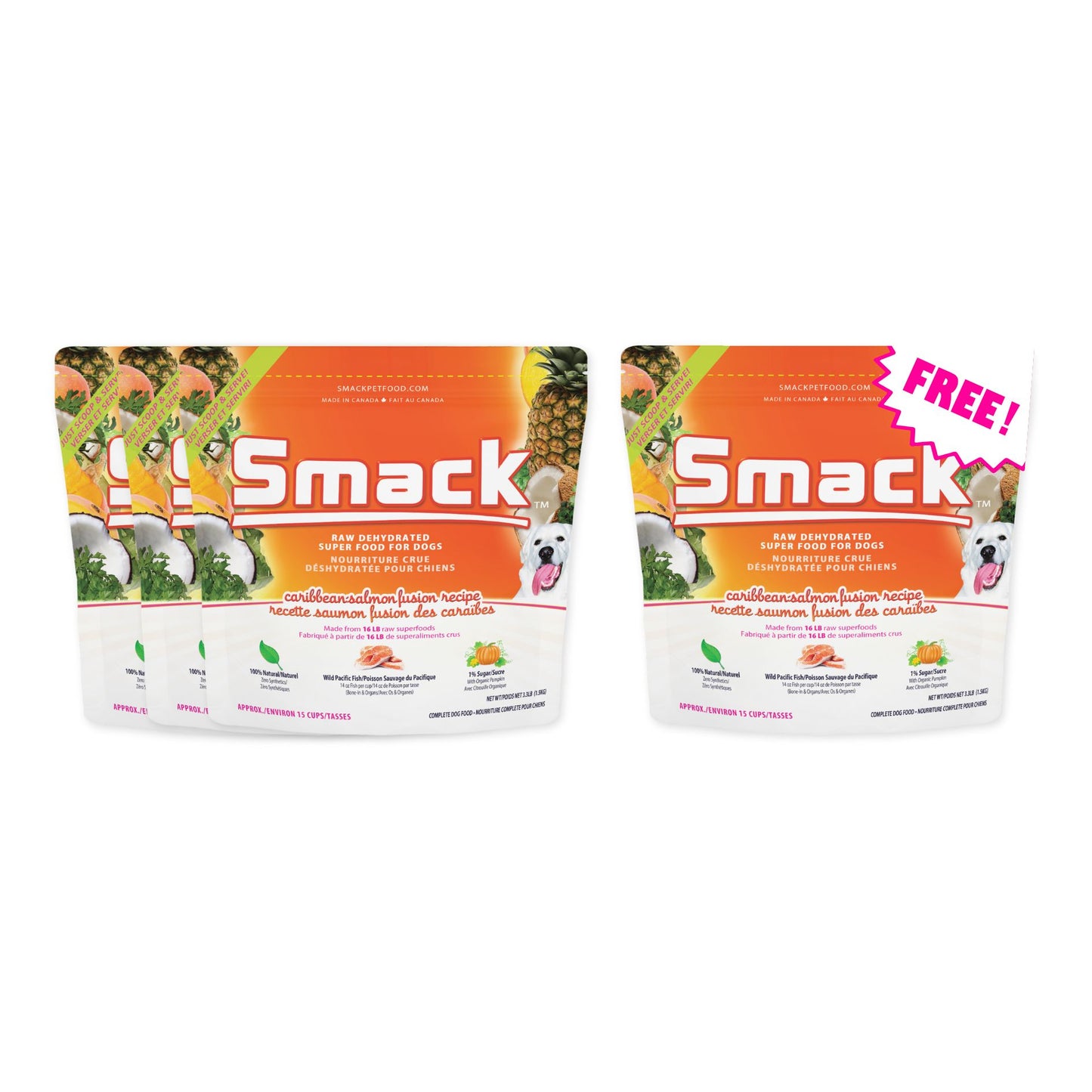 3x Caribbean Salmon Fusion 1.5kg + FREE Caribbean Salmon Fusion 1.5kg (Dog) Crunchy Style Smack Pet Food 3x Caribbean Salmon Fusion 1.5kg + FREE Caribbean Salmon Fusion 1.5kg 