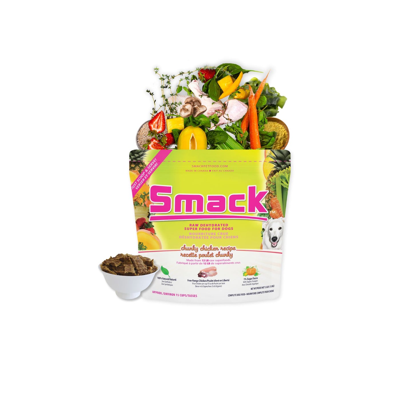 3x Chunky Chicken 1.5kg + FREE Chunky Chicken 1.5kg (Dog) Crunchy Style Smack Pet Food 