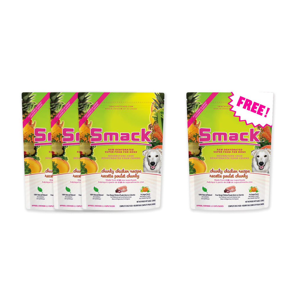 3x Chunky Chicken 250g + FREE Chunky Chicken 250g (Dog) Crunchy Style Smack Pet Food 