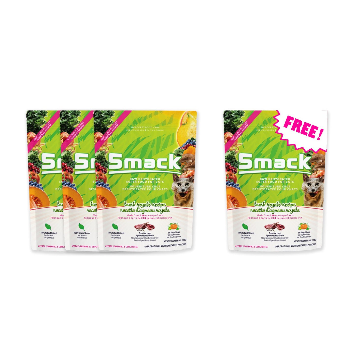 3x Lamb Royale 250g + FREE Lamb Royale 250g (Cat) Crunchy Style Smack Pet Food 