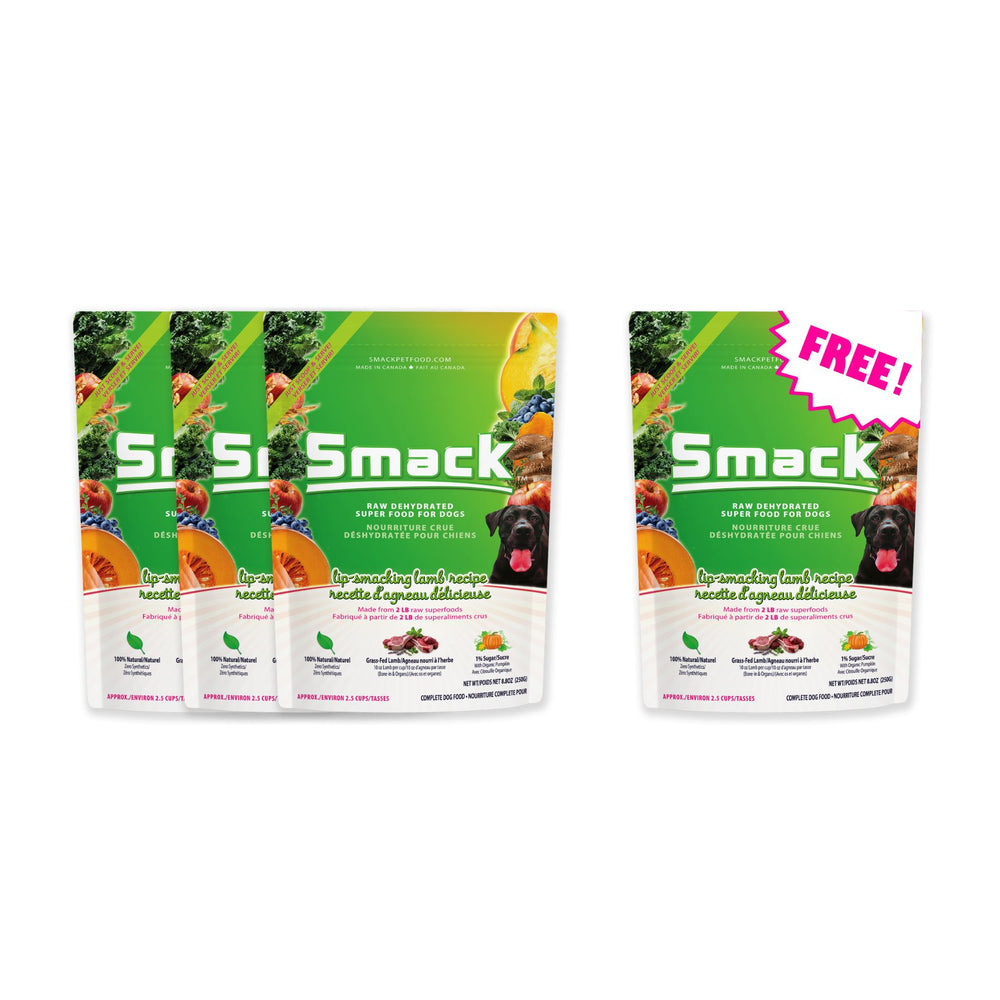 3x Lip-Smacking Lamb 250g + FREE Lip-Smacking Lamb 250g (Dog) Crunchy Style Smack Pet Food 