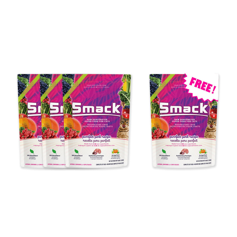 3x Purrfect Pork 250g + FREE Purrfect Pork 250g (Cat) Crunchy Style Smack Pet Food 
