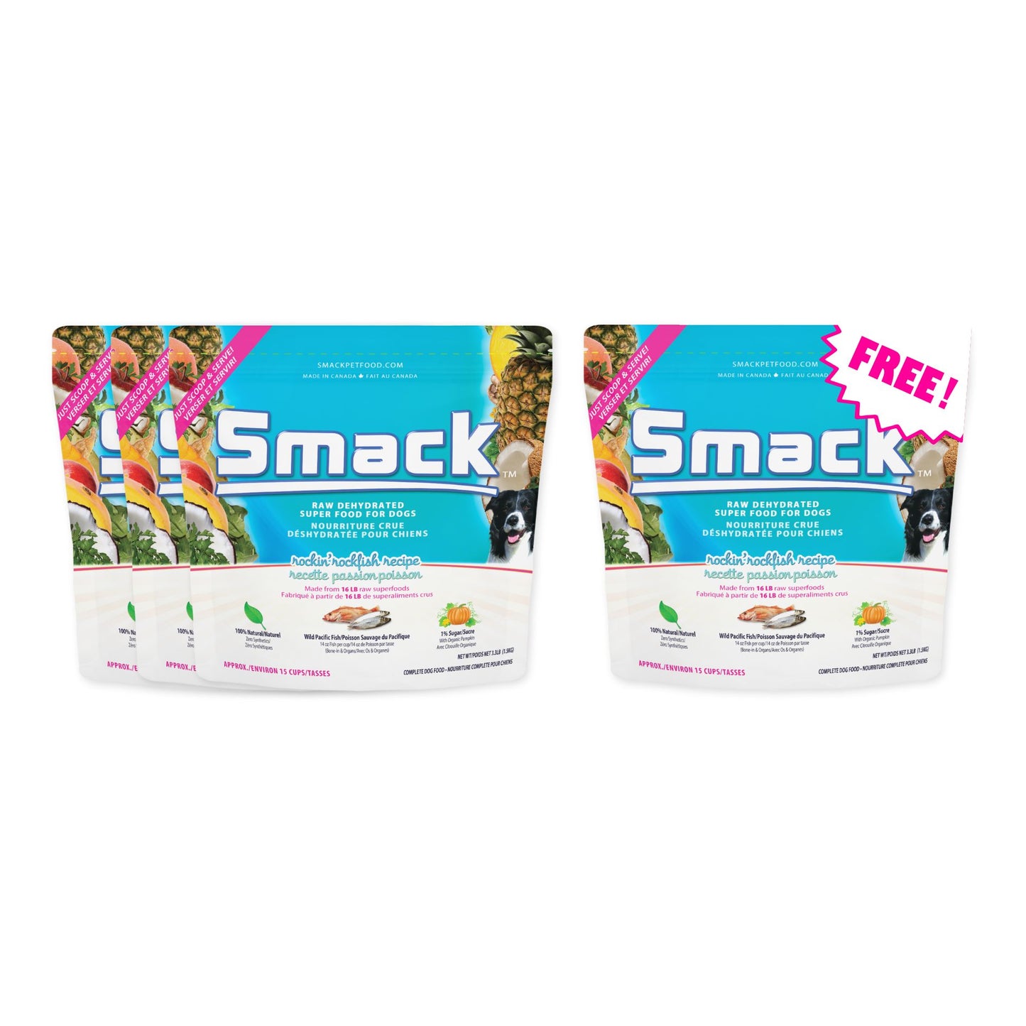 3x Rockin' Rockfish 1.5kg + FREE Rockin' Rockfish 1.5kg (Dog) Crunchy Style Smack Pet Food 3x Rockin' Rockfish 1.5kg + FREE Rockin' Rockfish 1.5kg 