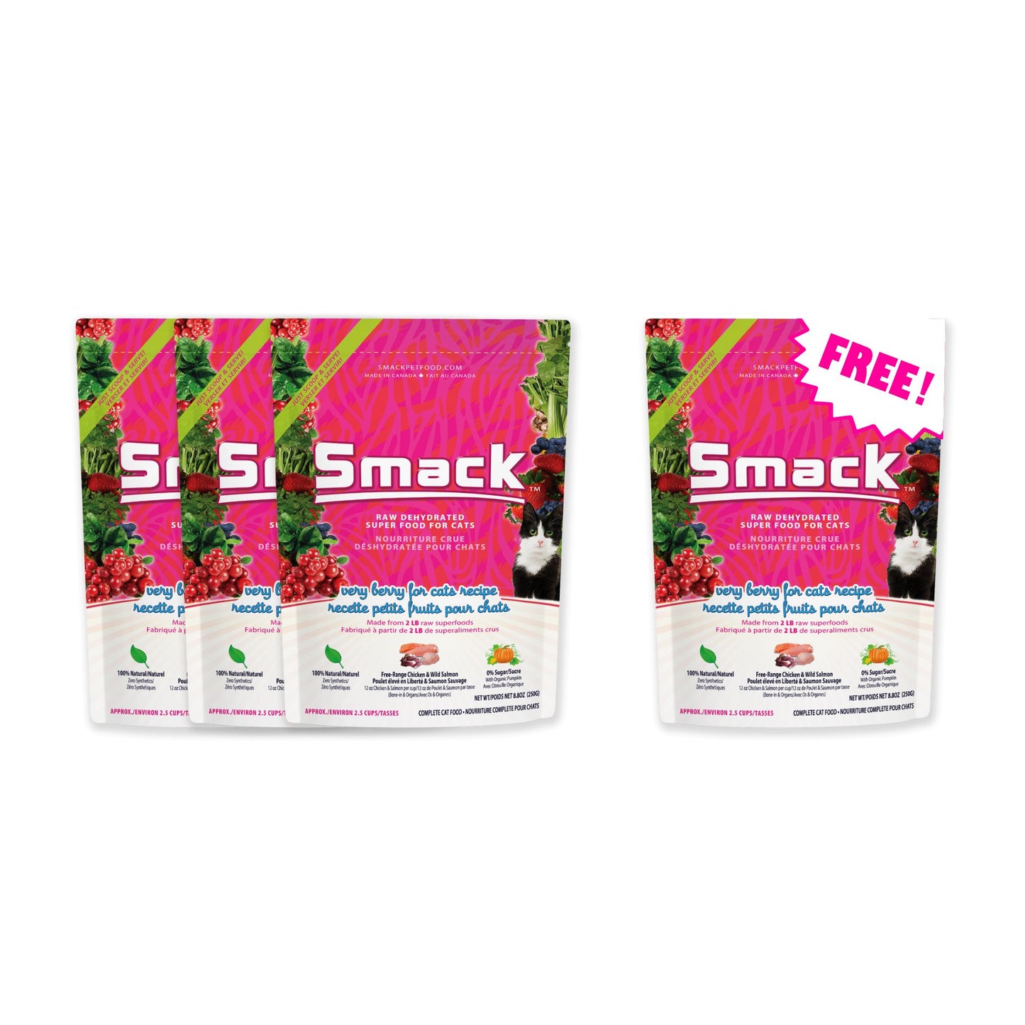 3x Very Berry for Cats 250g + FREE Very Berry for Cats 250g (Cat) Crunchy Style Smack Pet Food 