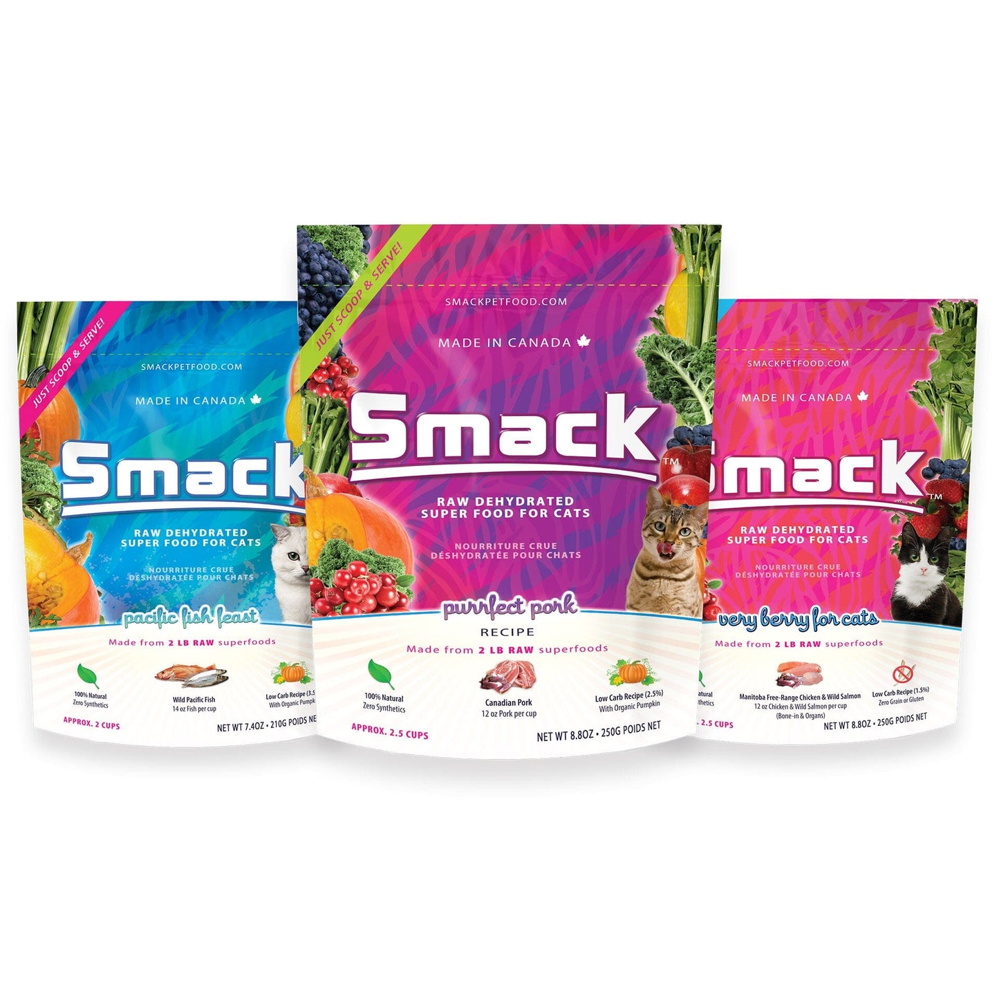 Meal Variety Pack for Cats Crunchy Style Smack Pet Food 3-Pack | 250 g Meal for Cats | 1 of each 3 recipes 