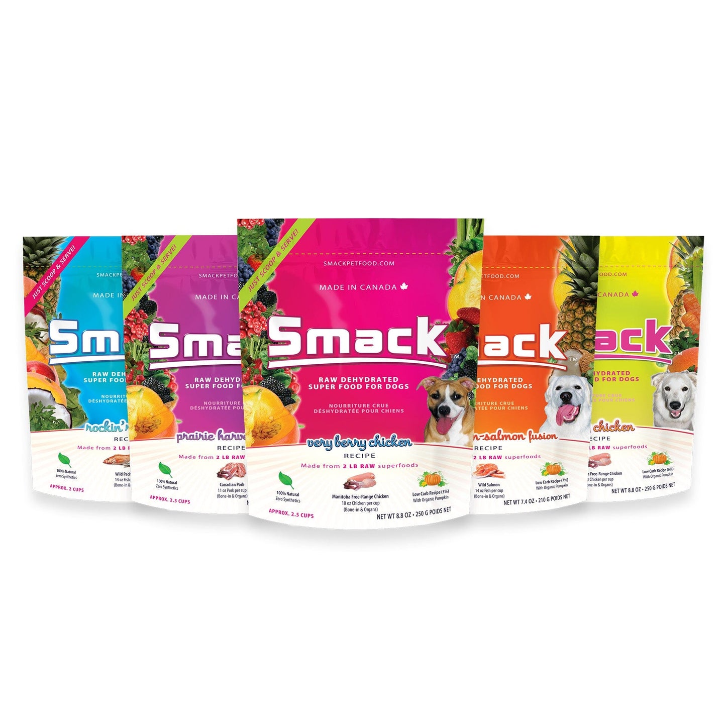 Meal Variety Pack for Dogs Crunchy Style Smack Pet Food 5-Pack | 250 g Meal for Dogs | 1 of each 5 recipes 